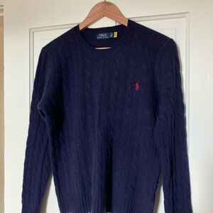 Polo by Ralph Lauren navy wool cashmere blend cable knit sweater in large